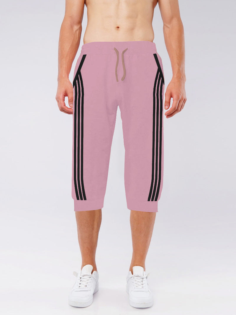 Summer Jersey Terry Slim Fit Bermuda Short For Men-Light Purple with Stripes-BR13238
