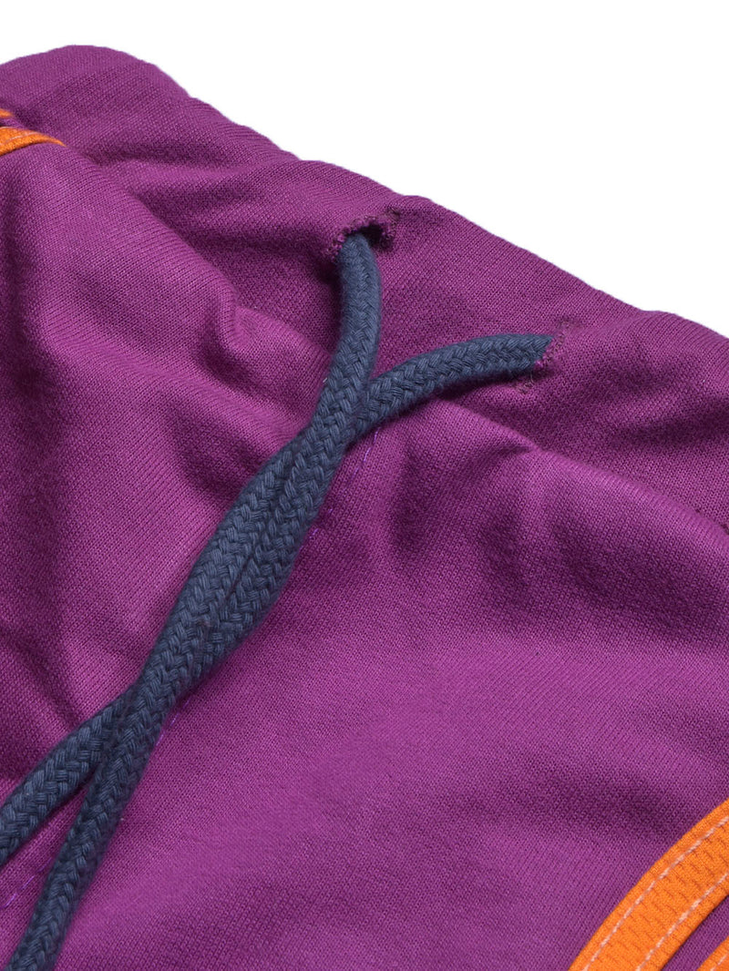 Summer Jersey Terry Slim Fit Short For Kids-Purple with Orange Stripes-BR13226