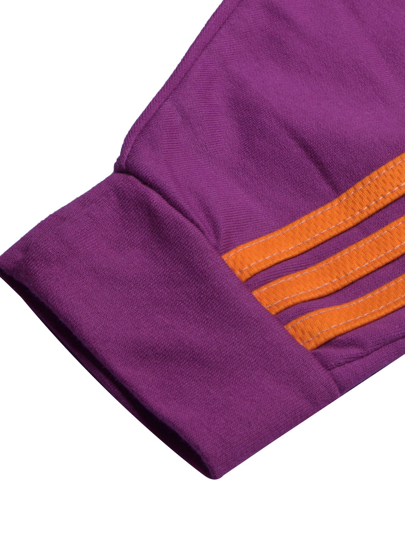 Summer Jersey Terry Slim Fit Short For Kids-Purple with Orange Stripes-BR13226