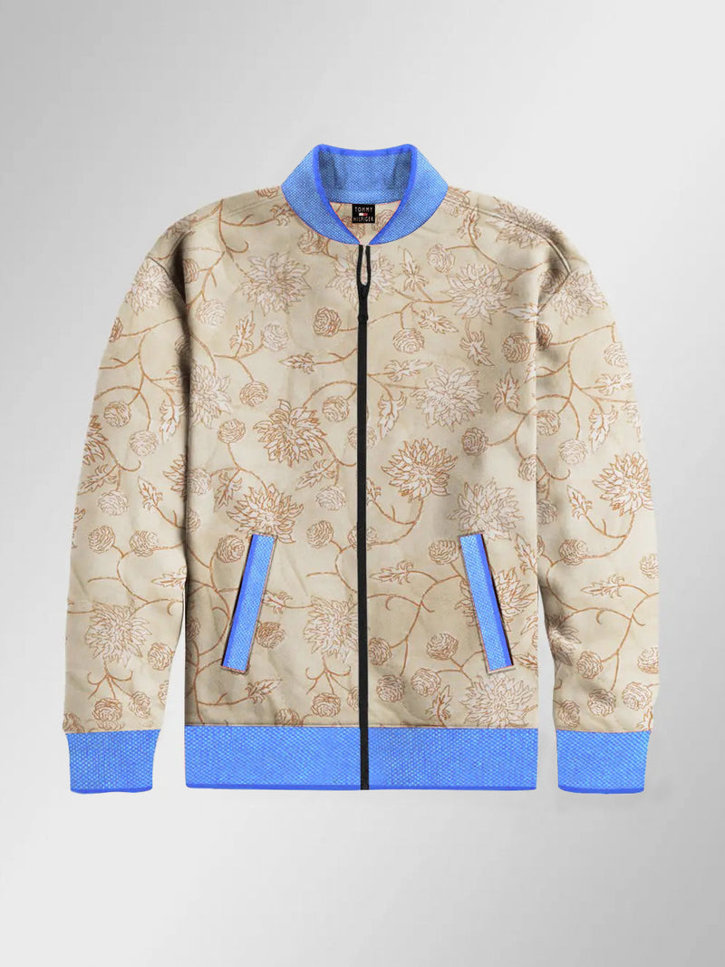 Quilted Zipper Baseball Jacket For Kids-Light Skin with Blue-BR932