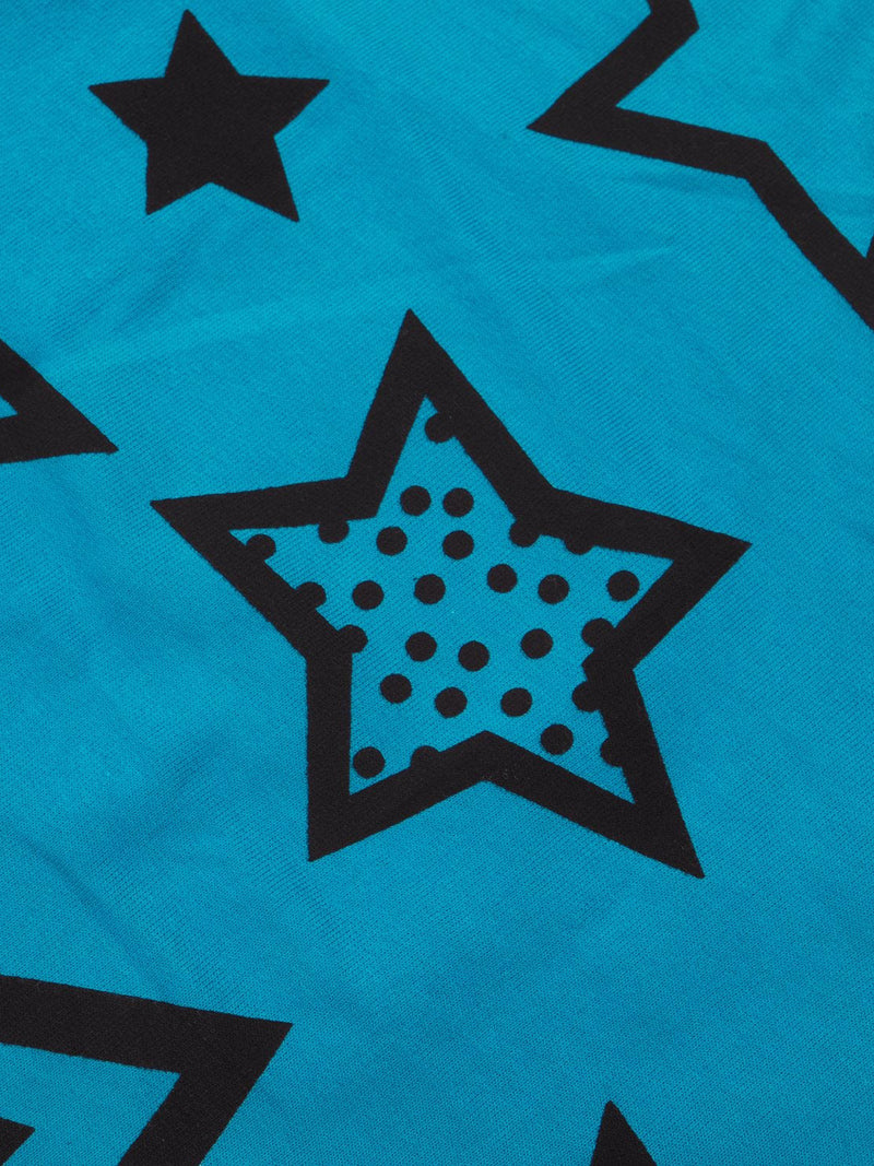 Terry Fleece Sweatshirt For Kids-Dark Cyan with Stars Print-BR14241