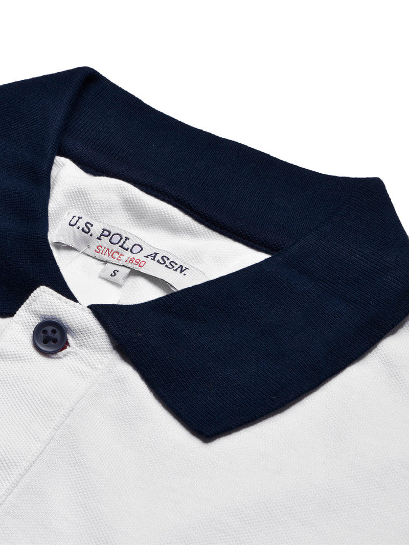 U.S Polo Assn. Summer Polo Shirt For Men-White with Navy & Red Panel-BR13118