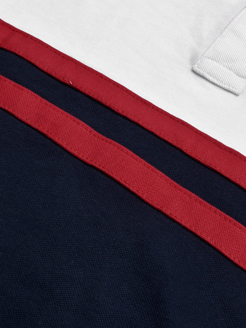 U.S Polo Assn. Summer Polo Shirt For Men-White with Navy & Red Panel-BR13118