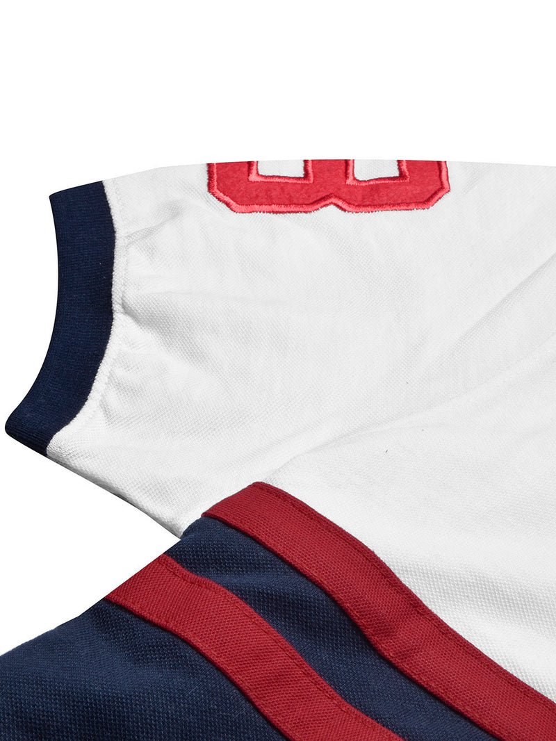 U.S Polo Assn. Summer Polo Shirt For Men-White with Navy & Red Panel-BR13118