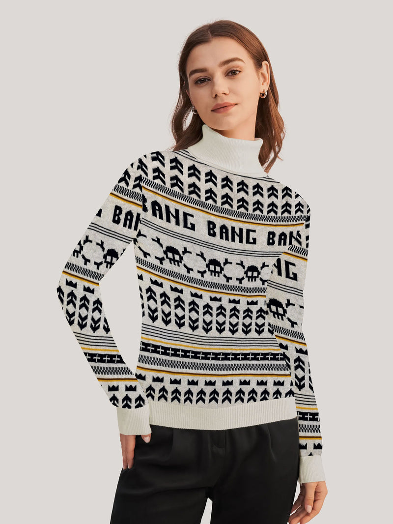 Fashion Turtleneck Knit wears Sweater Long Sleeve Pullover For Women-All Over Print-AZ88