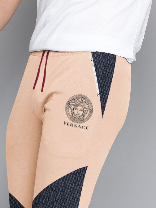 VERSACE Terry Fleece Jogger Sweatpant For Men-Light Peach-BR14605