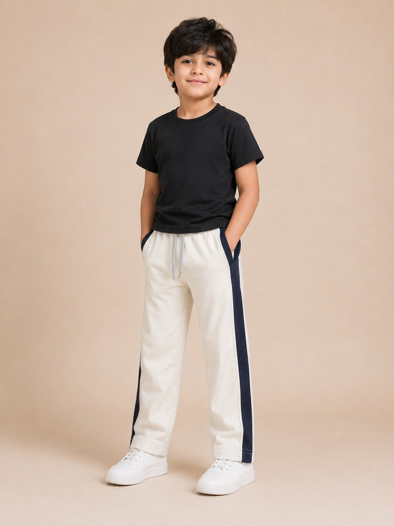 Premium Boys Trouser-White with Navy-T13