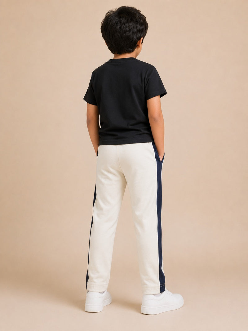Premium Boys Trouser-White with Navy-T13