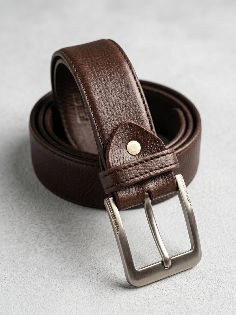 Rexine Leather Belt For Men-Dark Brown-BE2971