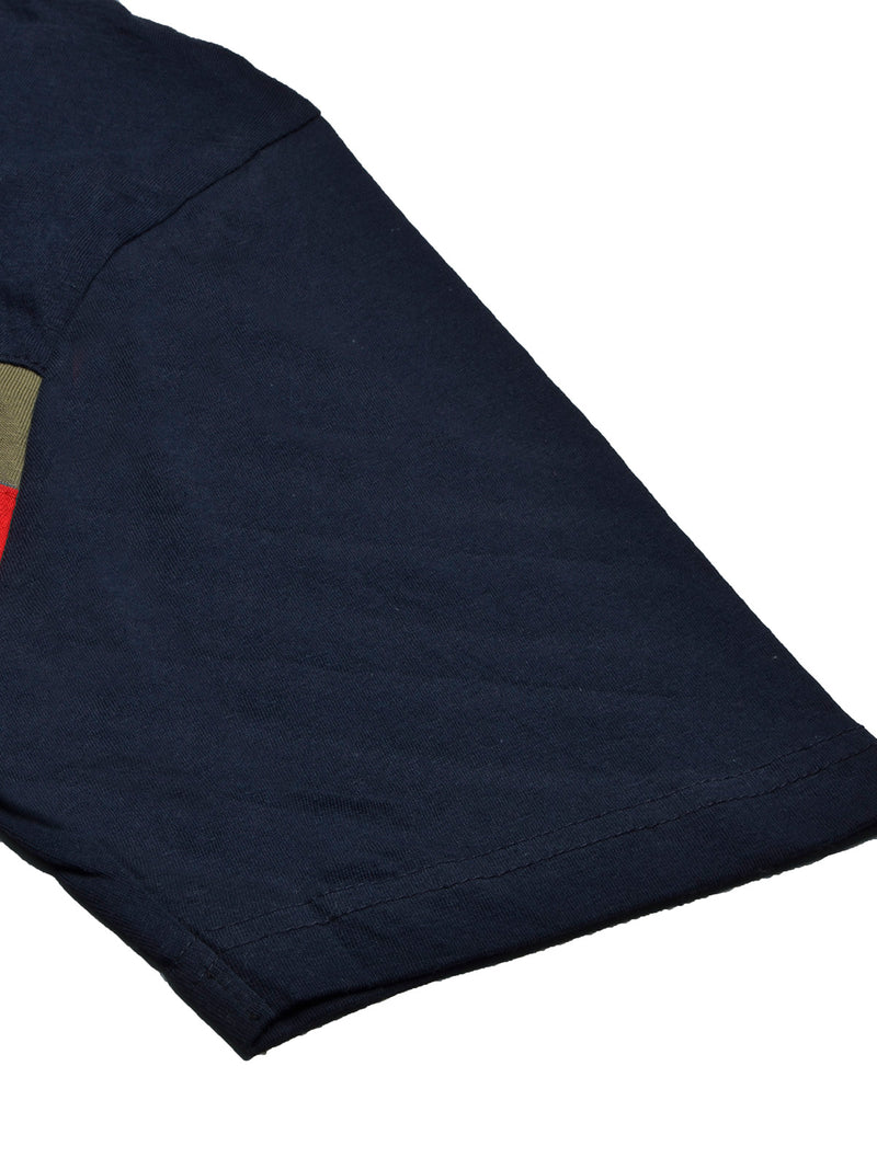NXT Summer Polo Shirt For Men-Dark Navy With Red & Olive Stripe-BR12944