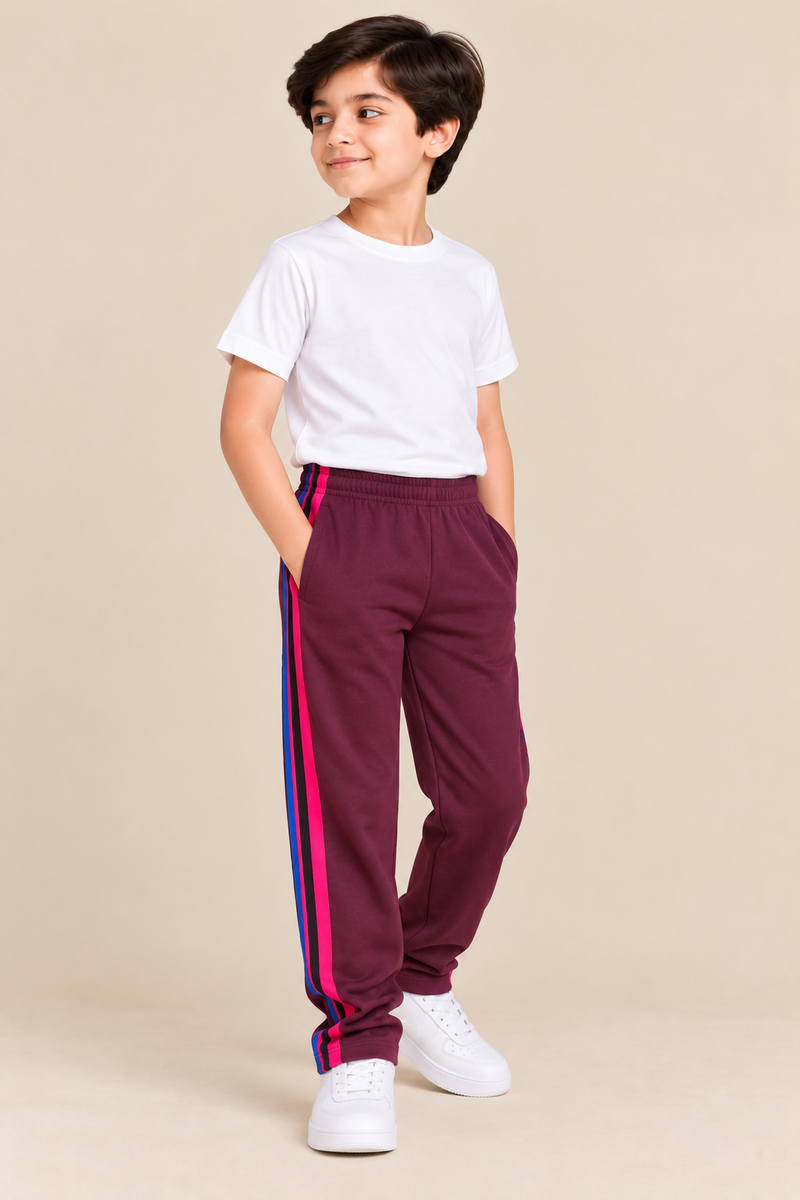 Premium Jogger Both Trouser For Kids- Wine Burgundy- MU10