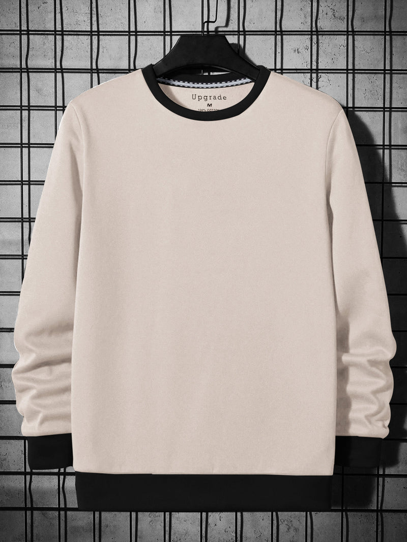 ZARA Fleece Funky Style Sweatshirt For Men-Dark Smoky Pink with Black-BR14456