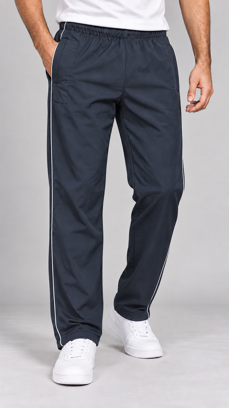 Stylish Regular Fit Both Season Trouser For Men dark navy with white stripes tr112