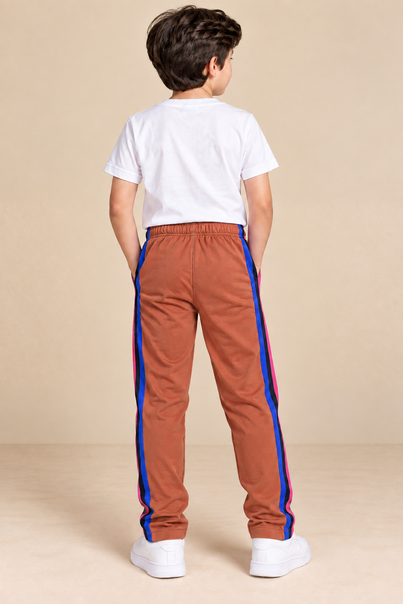 Premium Kids single jersey Trousers dusty orange with ,Side Stripe p101