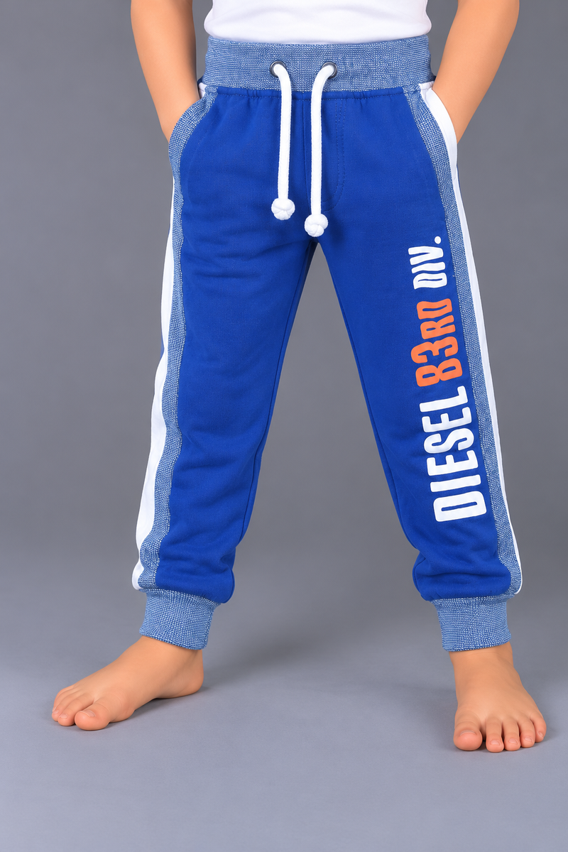 Kids Printed Jogger Trouser – Royal Blue, White & Grey-MU210