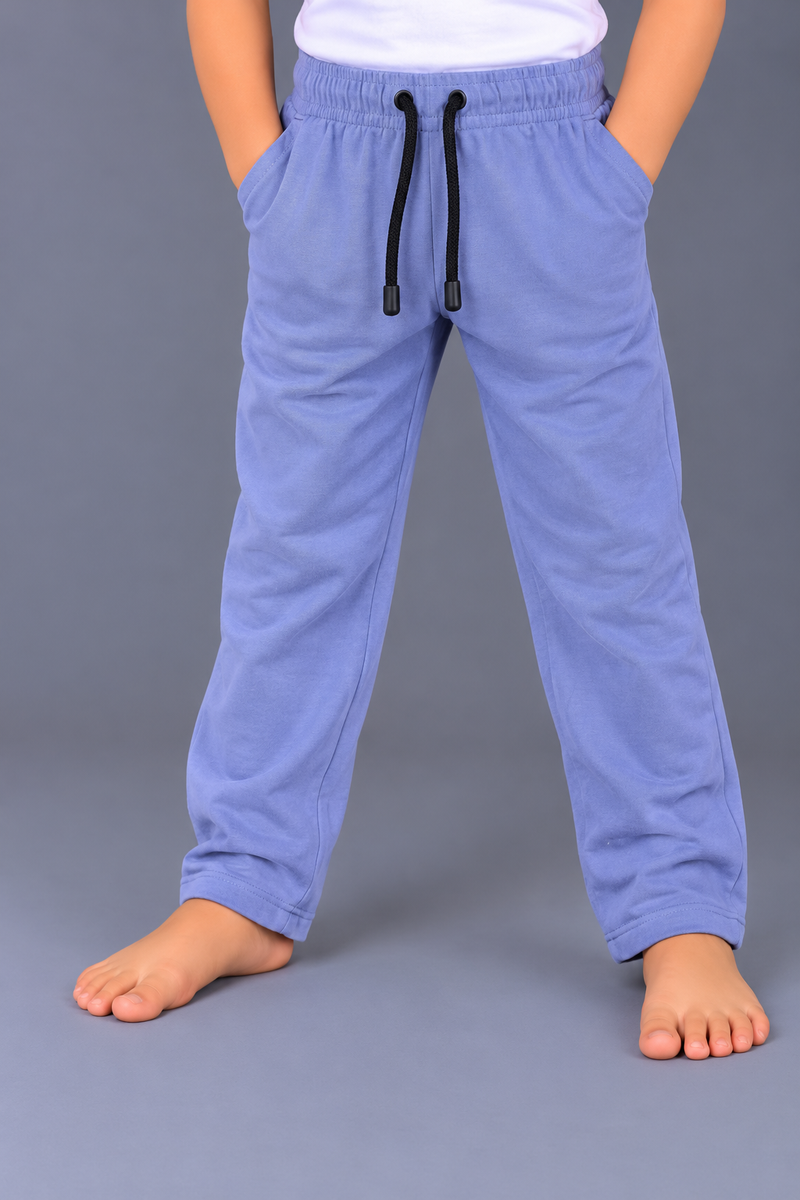 Kids Periwinkle Blue Casual Trouser – Black Drawstring-MU214