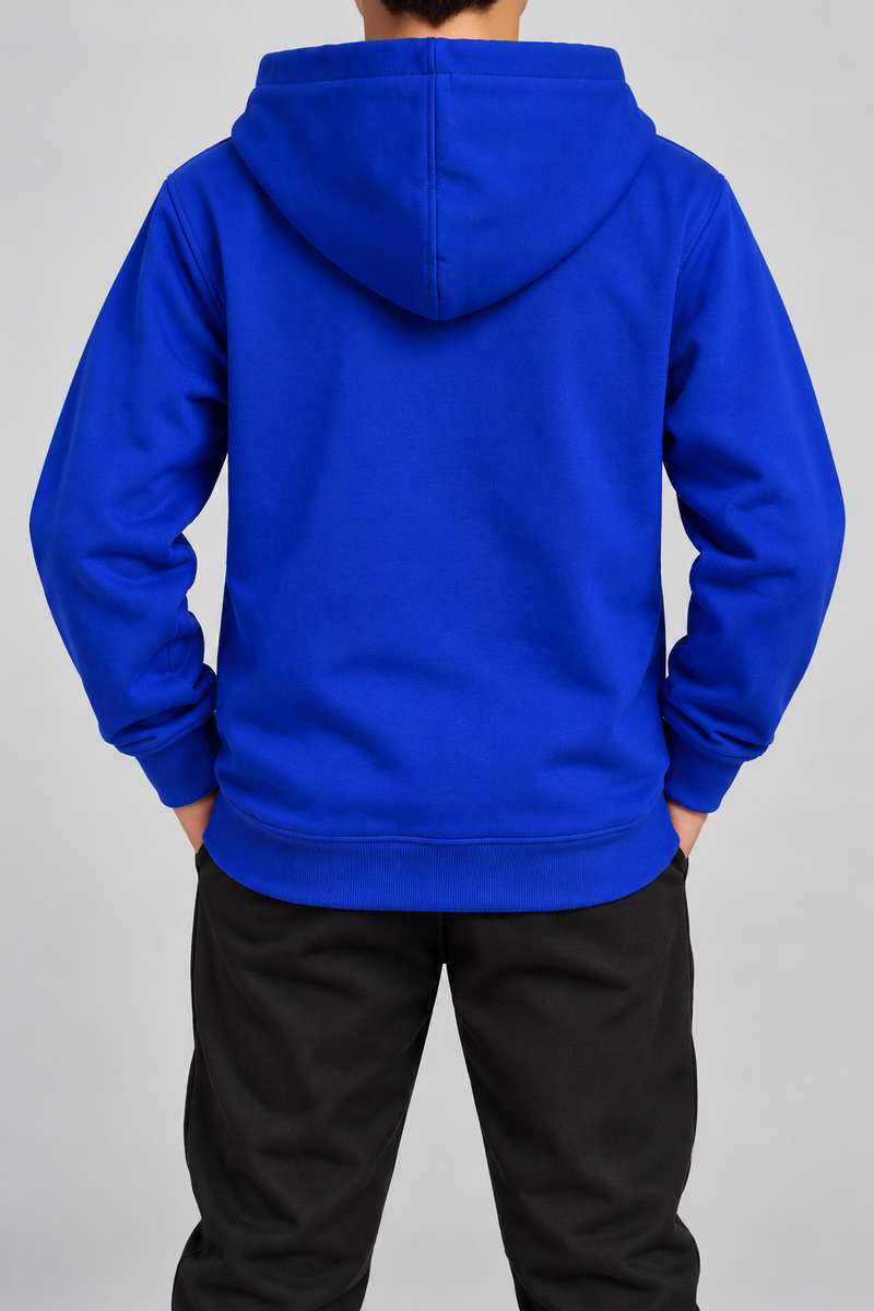 Kids Colour Block Hoodie – Royal Blue-MU99
