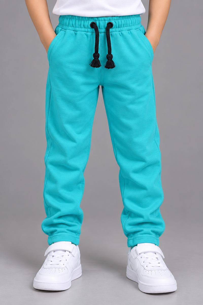 Kids Basic Turquoise Cotton Jogger Trouser-Bright Turquoise-MU68