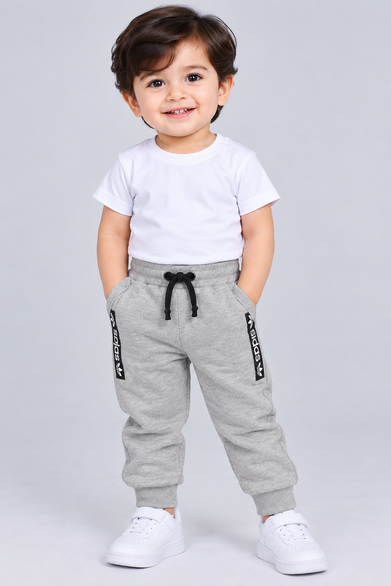 Baby Kids Classic Grey Jogger Trouser- Heather Grey-MU52