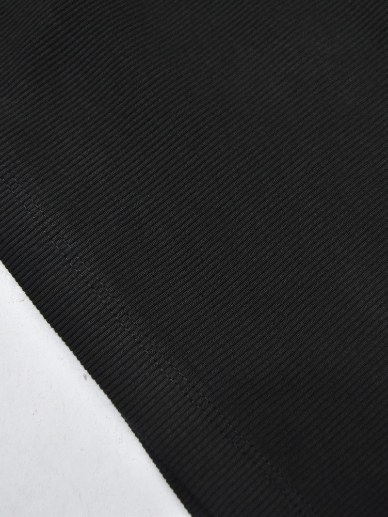 NXT Rib V Neck Short Sleeve Shirt For Men-Black-BR1099