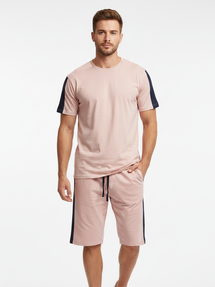Summer Co Ord Set For Men-Pink-BE3136