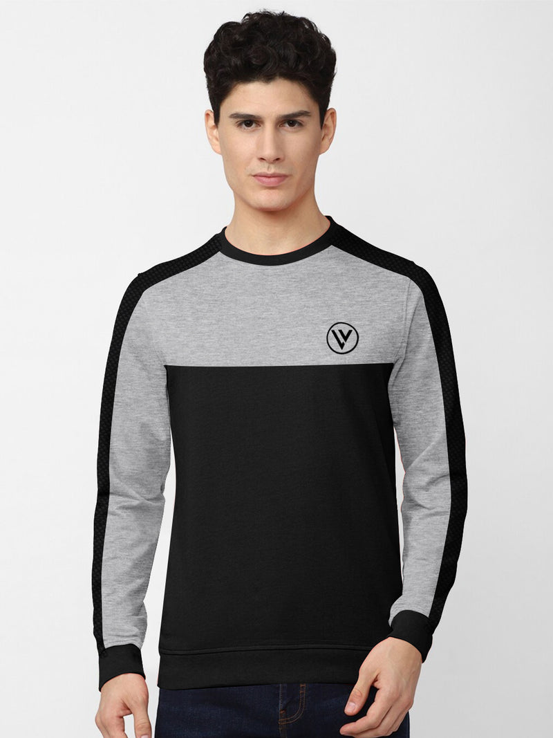 Louis Vicaci Fleece Sweatshirt For Men-Black with Gey Melange-BR833
