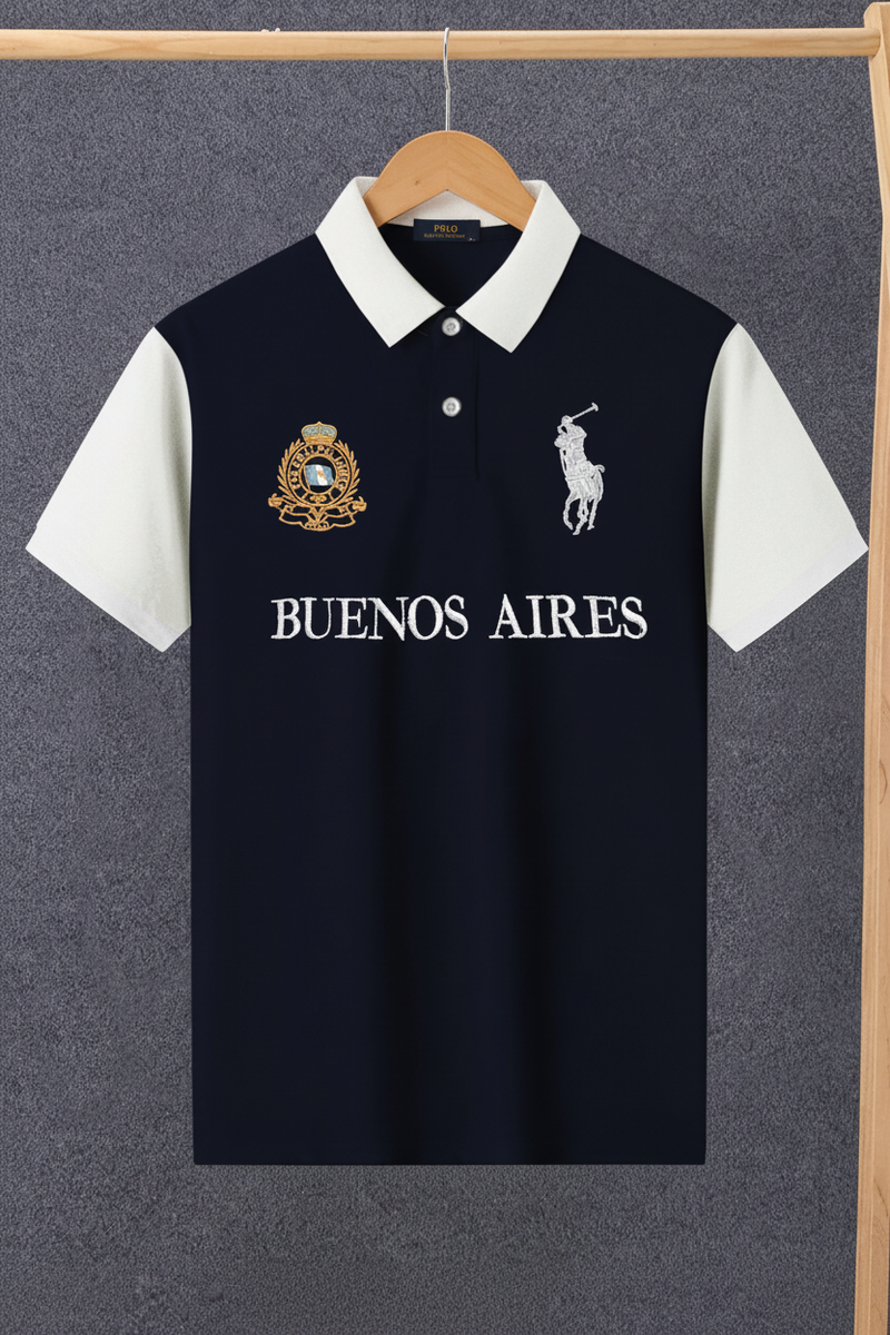 PRL Stylish Pique Summer Polo For Men-Navy with White-BR13006