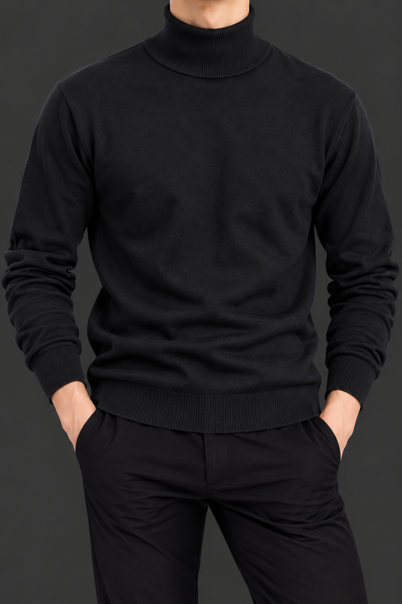 Men’s Plain Black Full Sleeve T-Shirt – Classic & Stylish Casual Wear-MU380