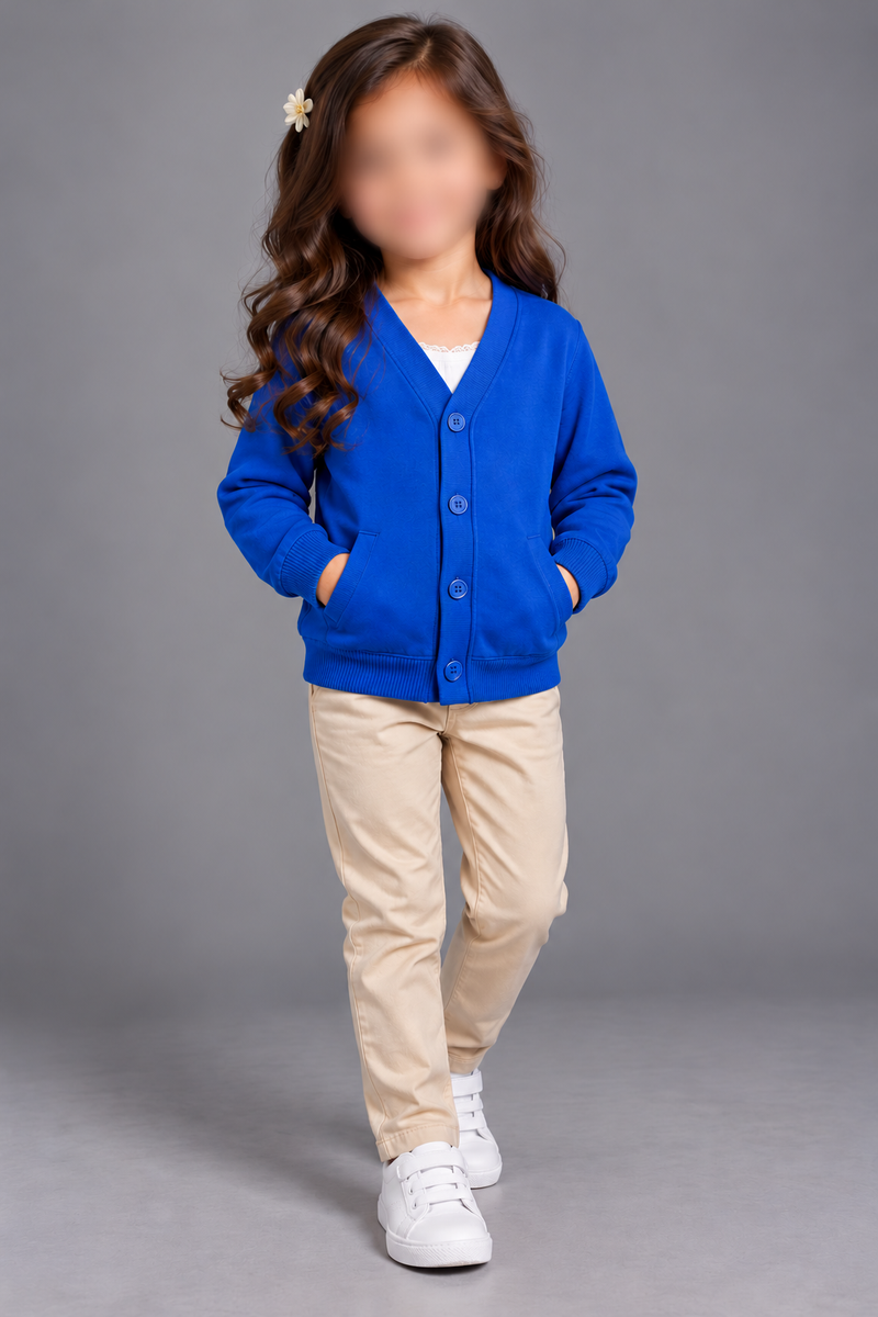Baby Girls Premium Royal Blue Button-Front Cardigan-MU292