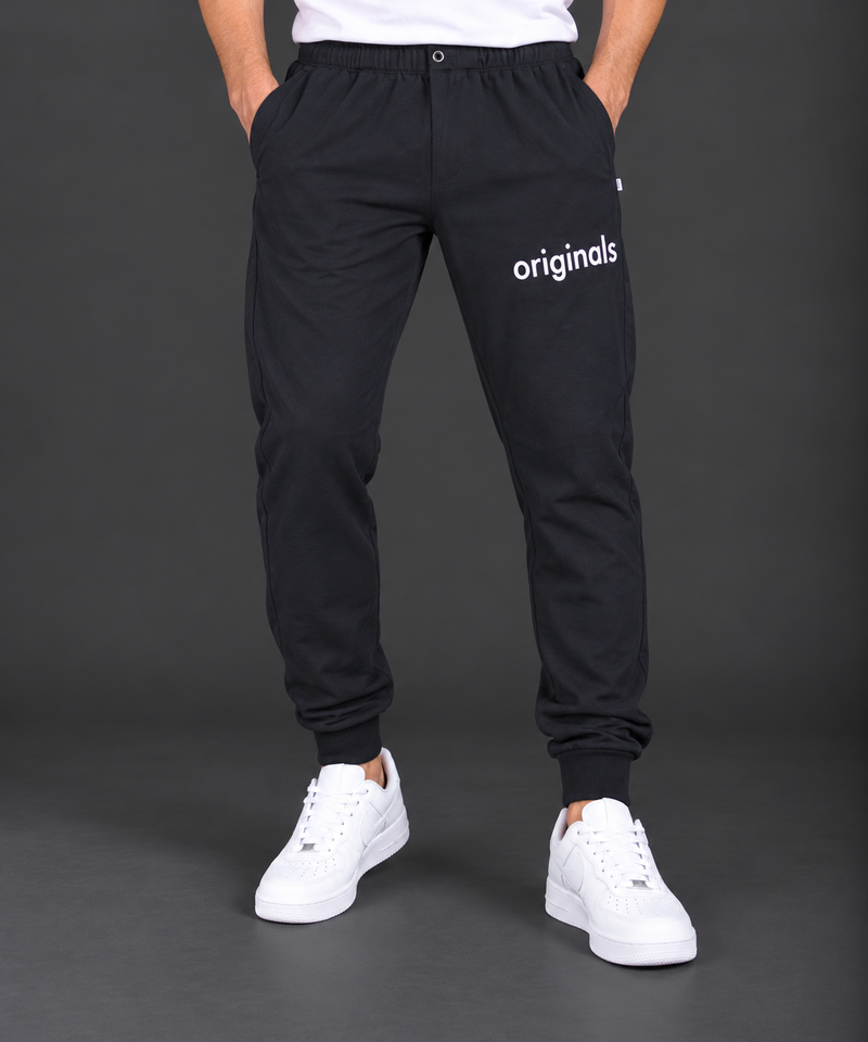 Men’s Black Originals Jogger Trouser – Regular Fit with Elastic Cuffs-MU478