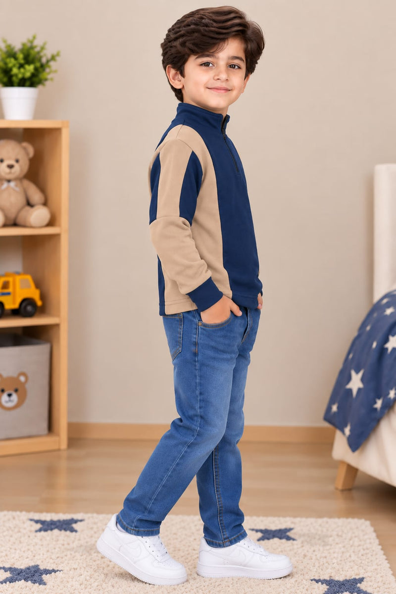 Stylish Half Zip Mock Neck Shirt mn134