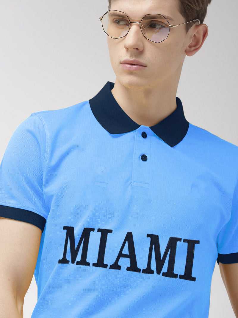 PRL Stylish Pique Summer Polo For Men-Sky & Navy-RT784