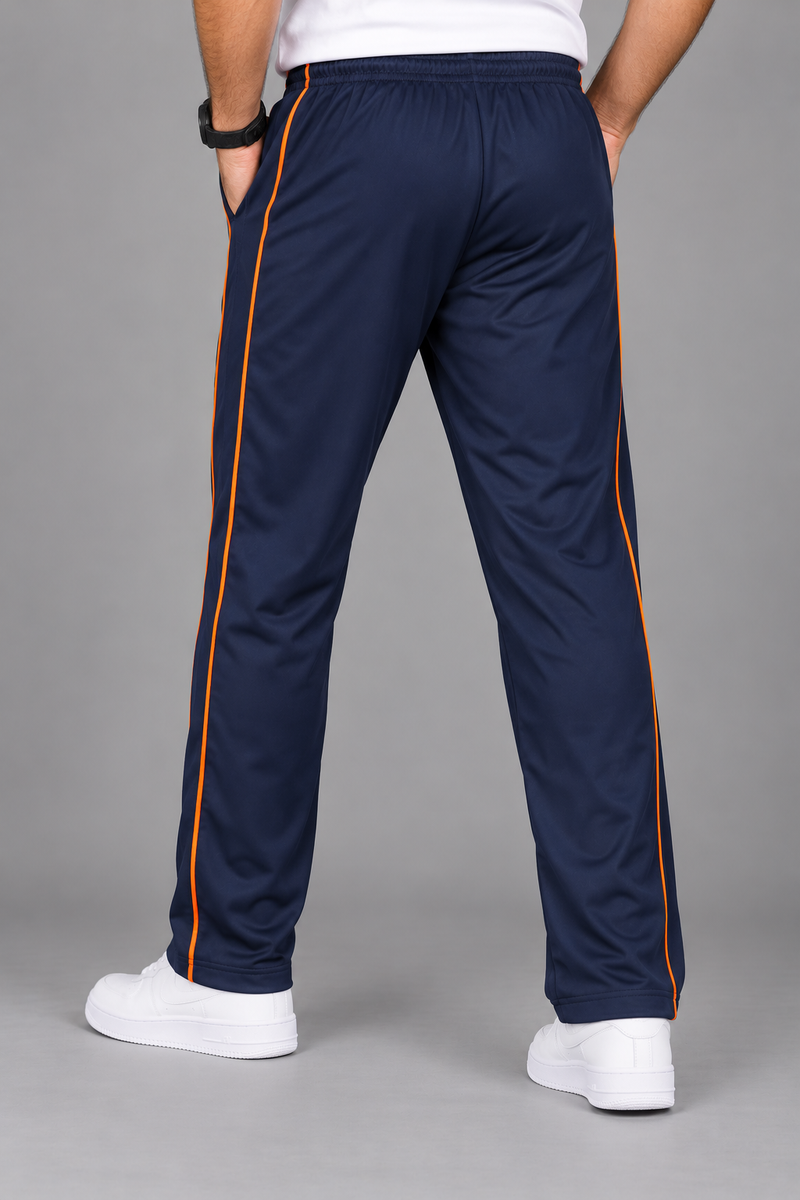 Men’s Black Micro Fleece Track Trouser with Contrast Side Piping – Regular Fit-MU344