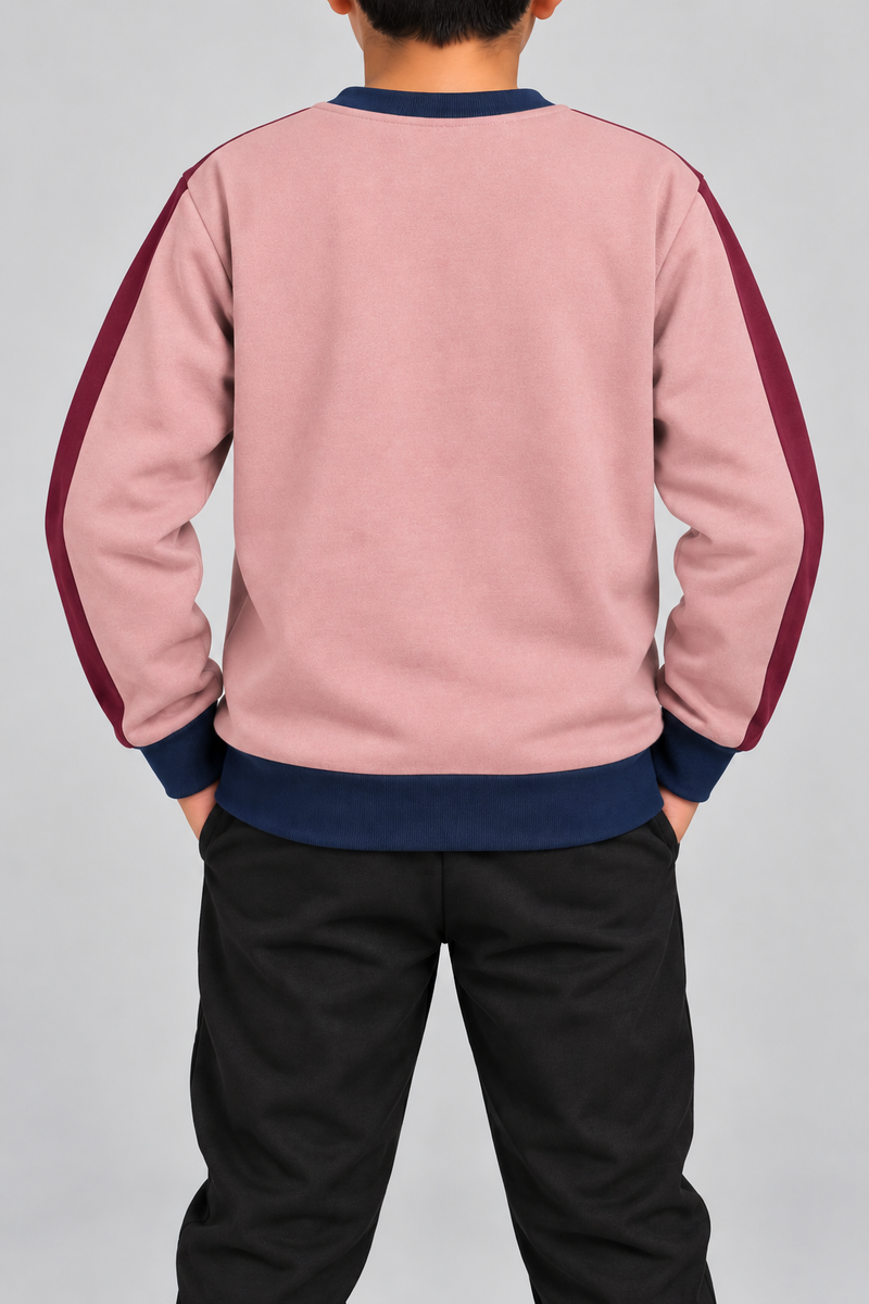 Man's Colour Block Sweatshirt – Dusty Pink-MU100