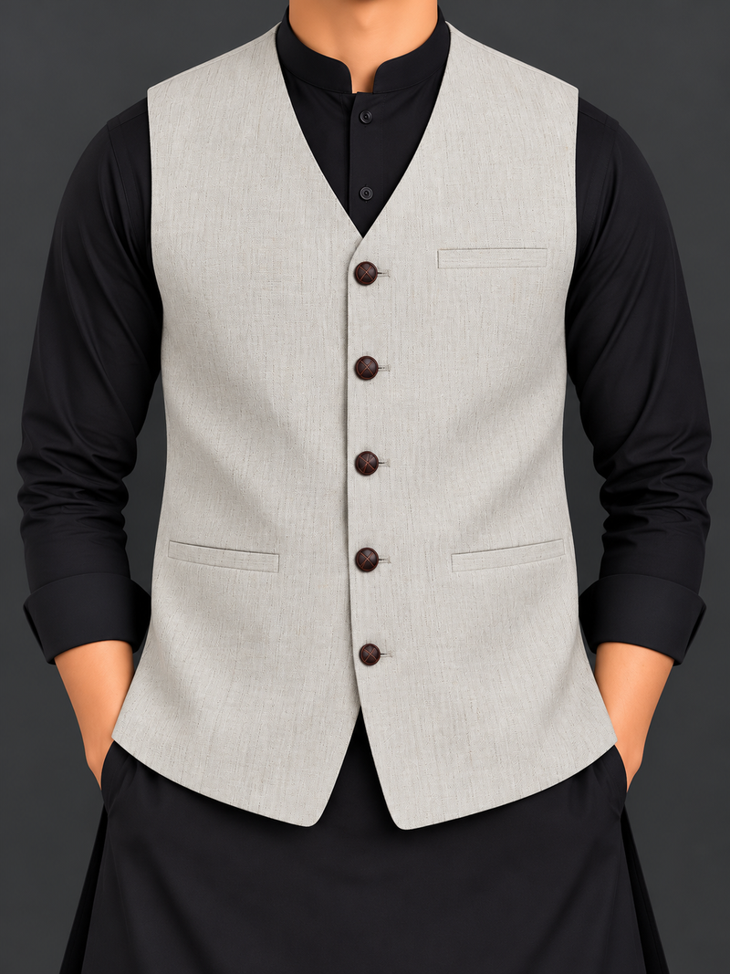 Men’s Premium Textured Waistcoat – Classic Formal Style-M$01