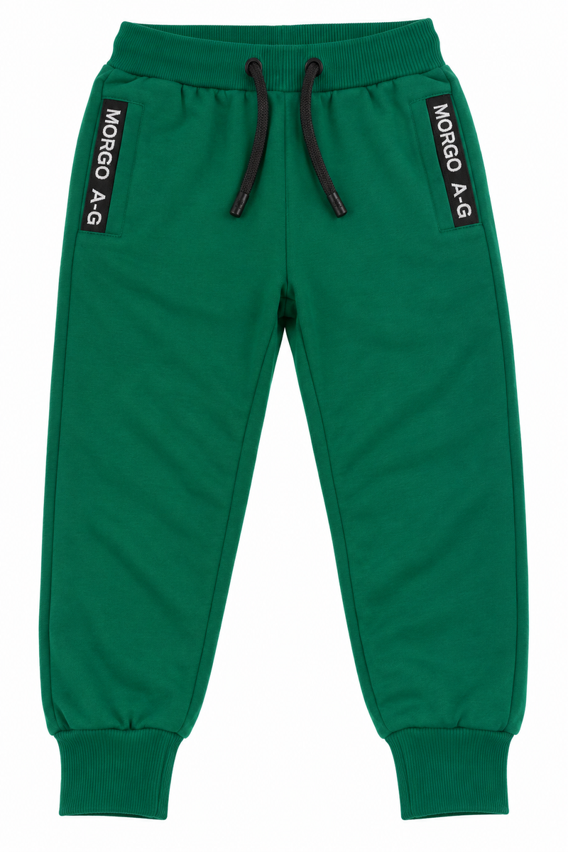 Kids Classic Green Fleece Jogger Trouser-Emerald Green-MU65