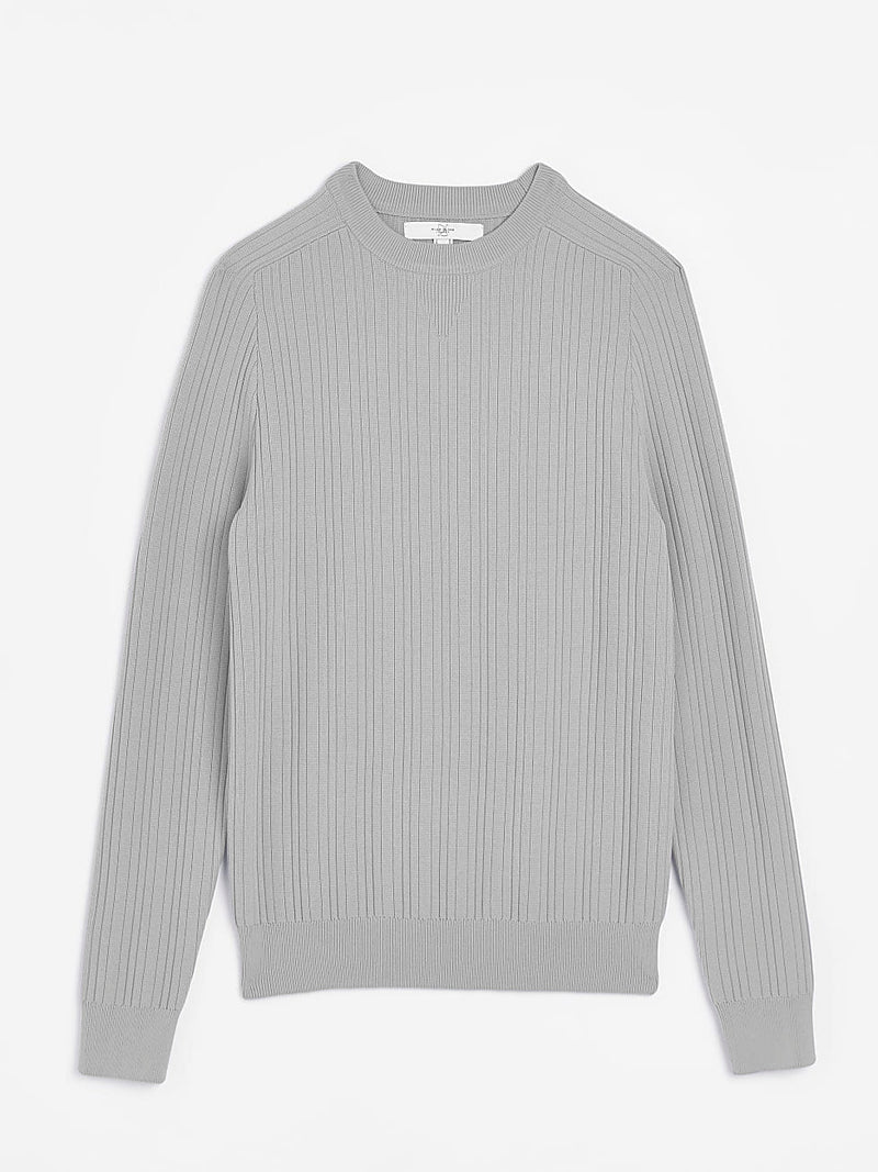 River Island Crew Neck Allover Ribbed Sweatshirt For Men-Grey-RT2201