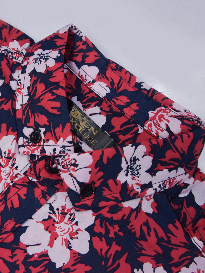 Oxen Nexoluce Premium Slim Fit Casual Shirt For Men-Allover Floral Print-BE15804