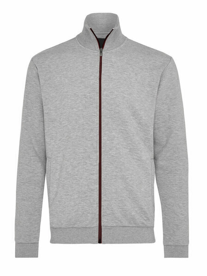 Next Fleece Zipper Mock Neck For Men-Grey Melange-BR1797