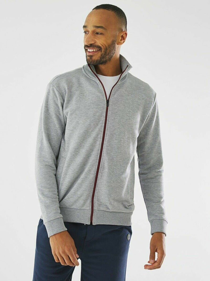 Next Fleece Zipper Mock Neck For Men-Grey Melange-BR1797