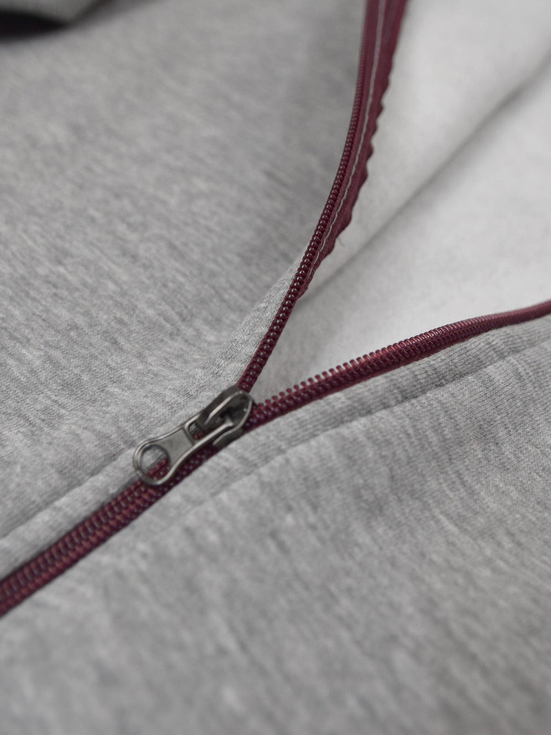 Next Fleece Zipper Mock Neck For Men-Grey Melange-BR1797