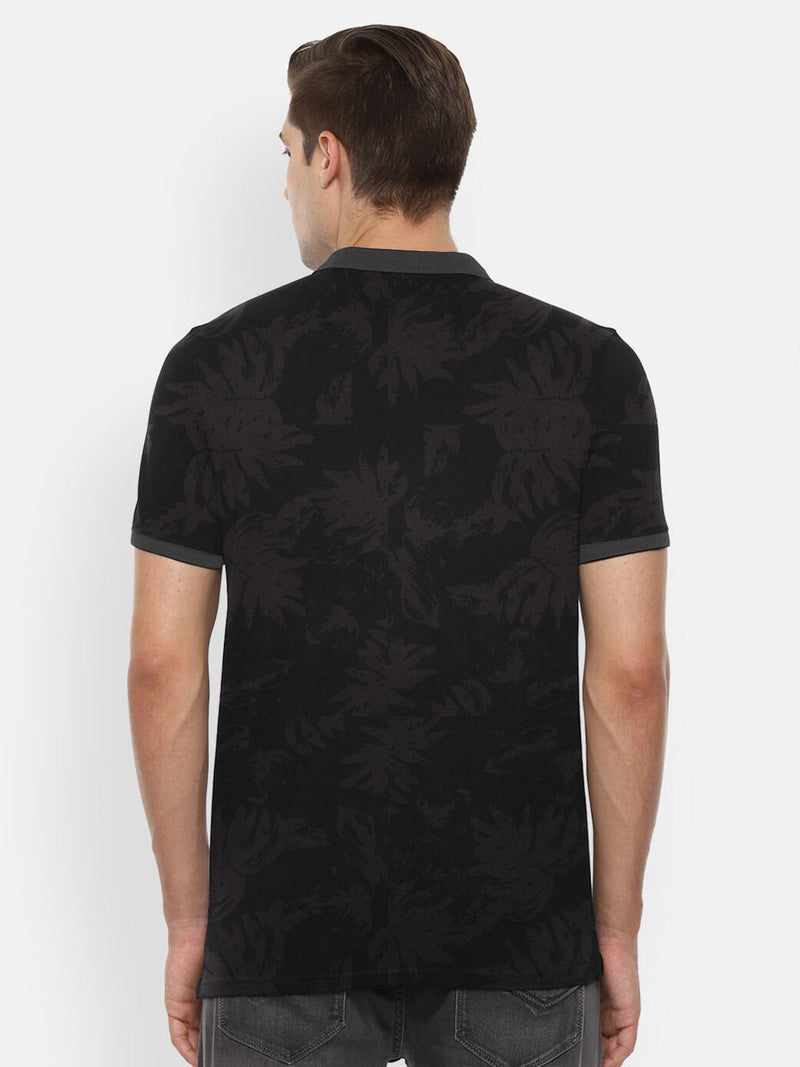P&B Stylish Pique Summer Polo For Men-Allover Floral Print-RT781