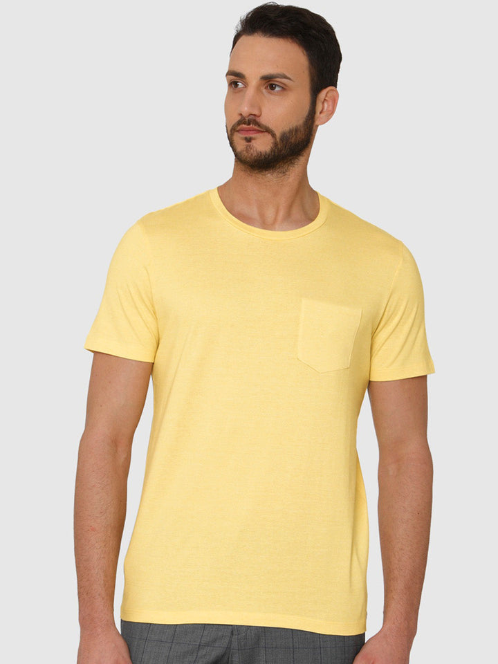 BB Single Jersey Crew Neck Tee Shirt For Men-Yellow-RT794