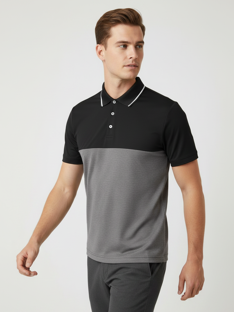 Rawgear Summer Colorblock Polo Shirt For Men-Black & Grey-BE1716