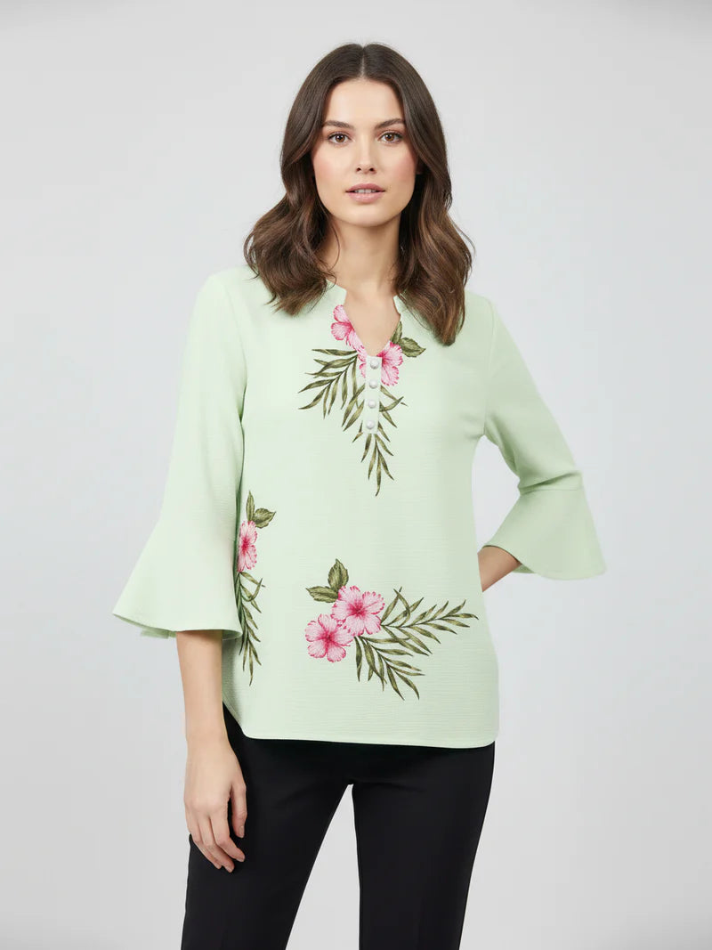 Louis Vicaci Butterfly Sleeve 4 Sided Lycra Ban Top For Ladies-Light Mint-RT2016