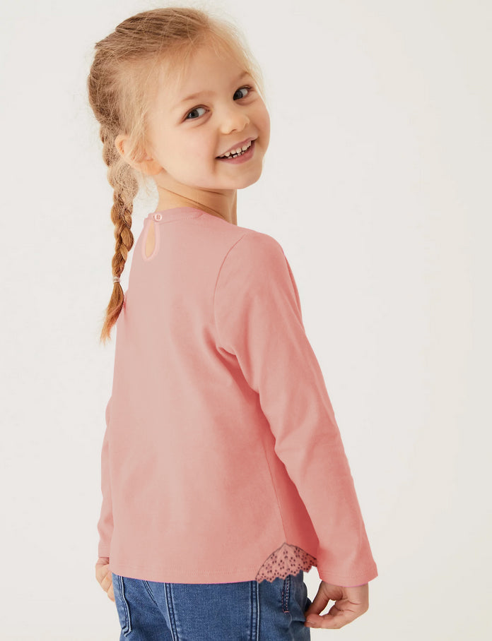 Maxx Single Jersey Half Sleeve Crew Neck Tee Shirt For Girls-Tea Pink-RT730