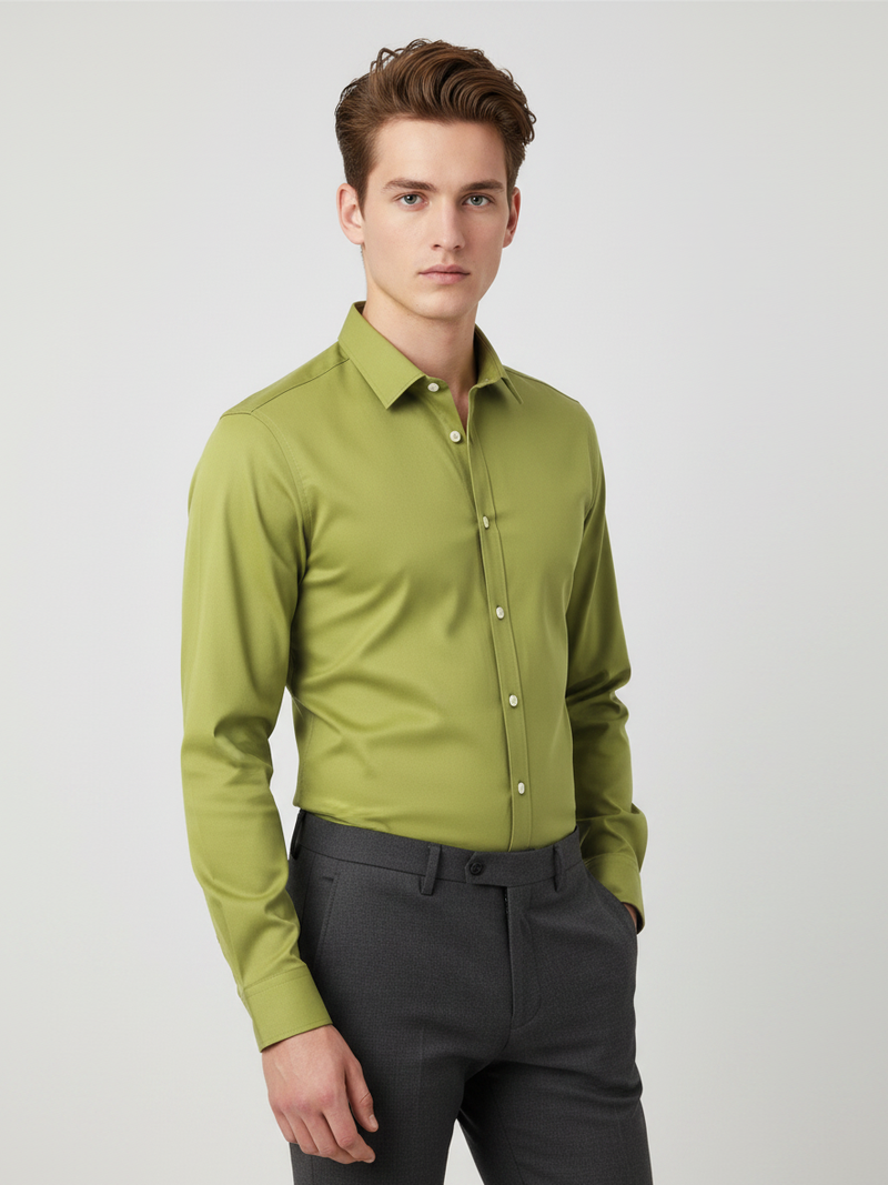 Rawgear 4 Side Lycra Slim Fit Long Sleeve Casual Shirt For Men-Pistachio-RG16