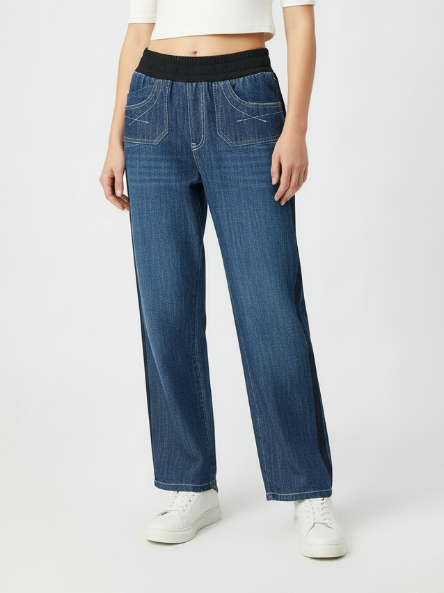 Stylish Regular Fit Pent Trouser For Ladies-Blue Faded-SPT06