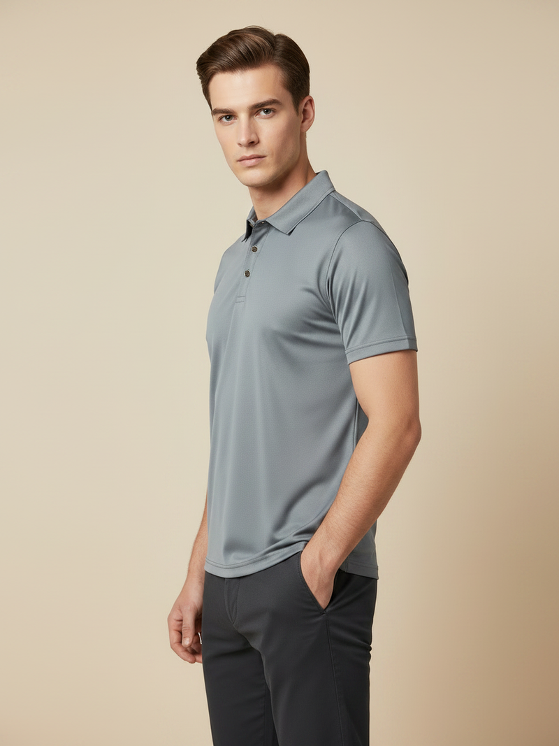Stylish Spandex Dry Polo Shirt For Men-Light Grey-BE8347