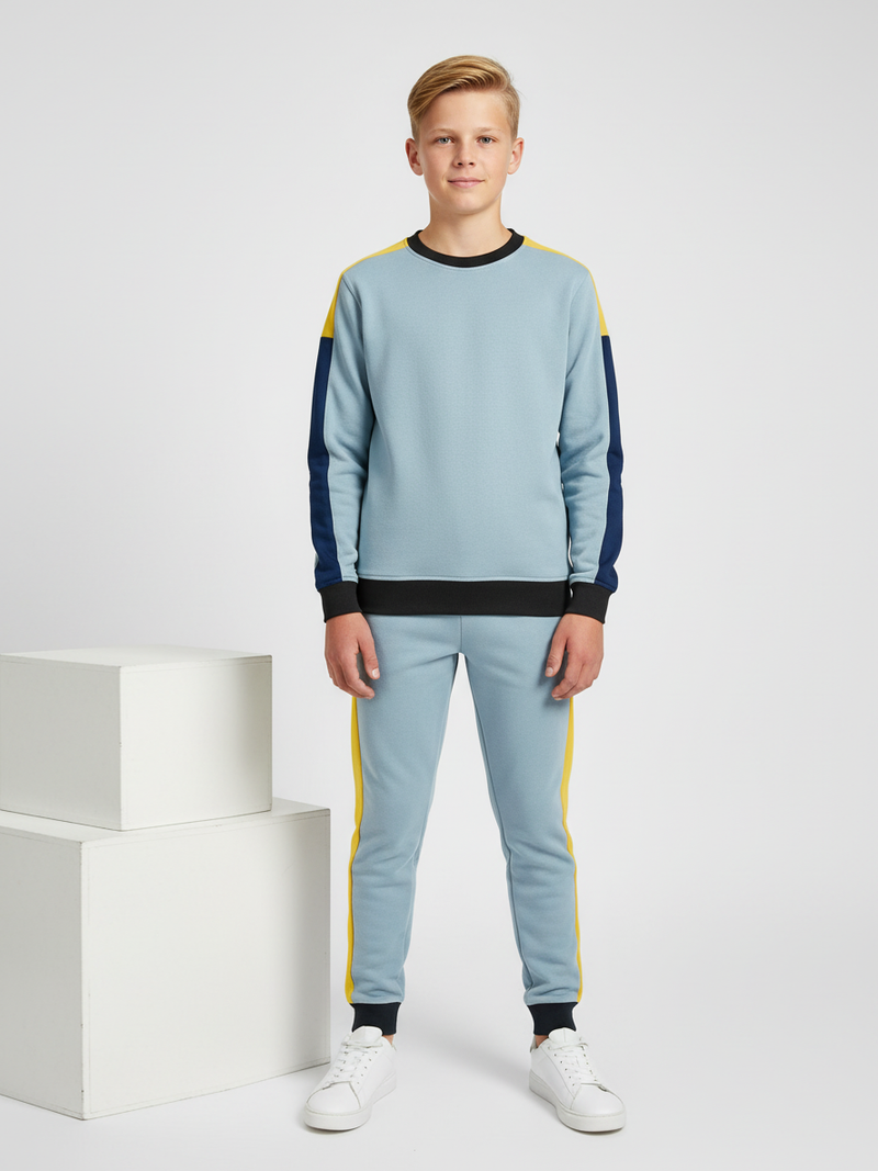 Stylish Summer Interlock Fabric Tracksuit For Kids-Light Blue-SDF22